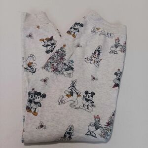 Disney Sz S Unisex Pajama Bottoms - Gray with Mickey and Friends Chrustmas